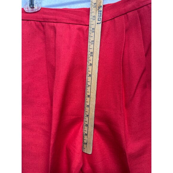Vintage Red Pleated High-Waist Trousers Womens Size 12 By Hunt Valley - Picture 7 of 11
